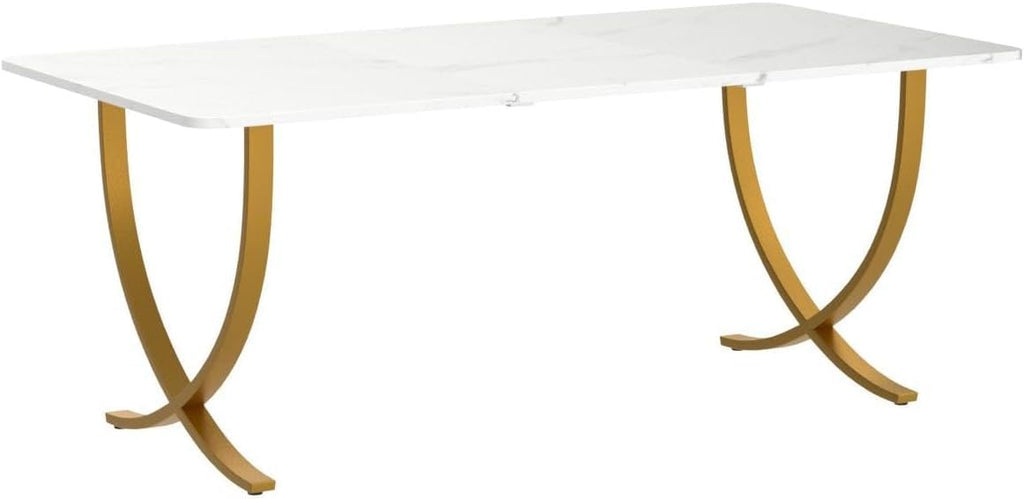 63” Large White and Gold Office Desk R983810