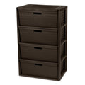4 Drawer Plastic Storage Tower with Removable Bins Brown P140