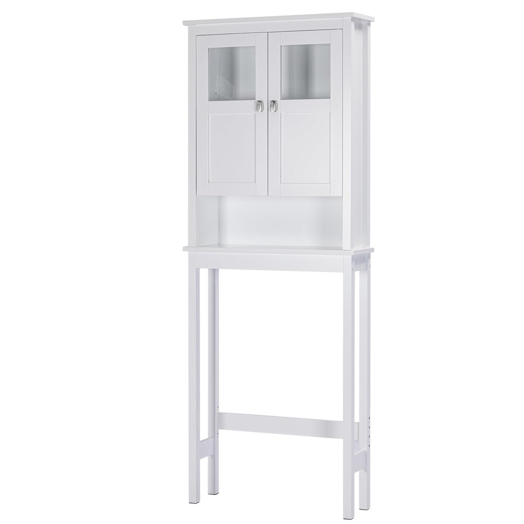 White Over the Toilet Storage Cabinet with Glass Doors W1437