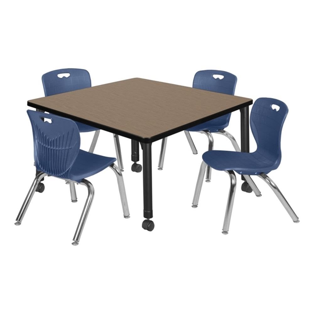 36" Square Mobile Table with 4 Stack Chairs C9375
