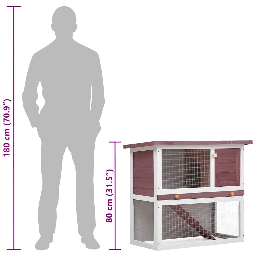 Outdoor Wooden 2-Tier Rabbit Hutch with Tray C1223