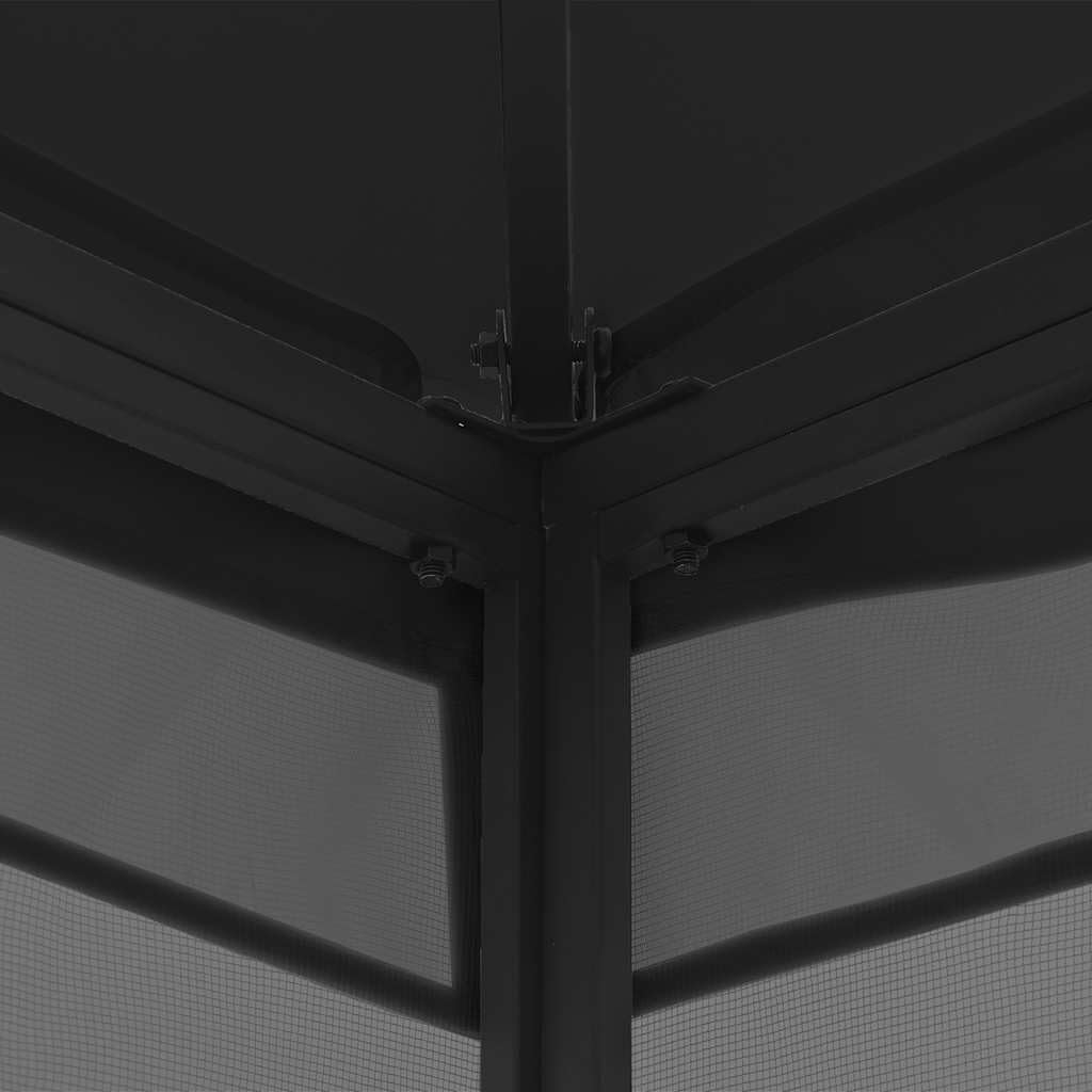 9.8'x9.8'x8.7' Anthracite Gazebo with Nets and Steel Frame V61086