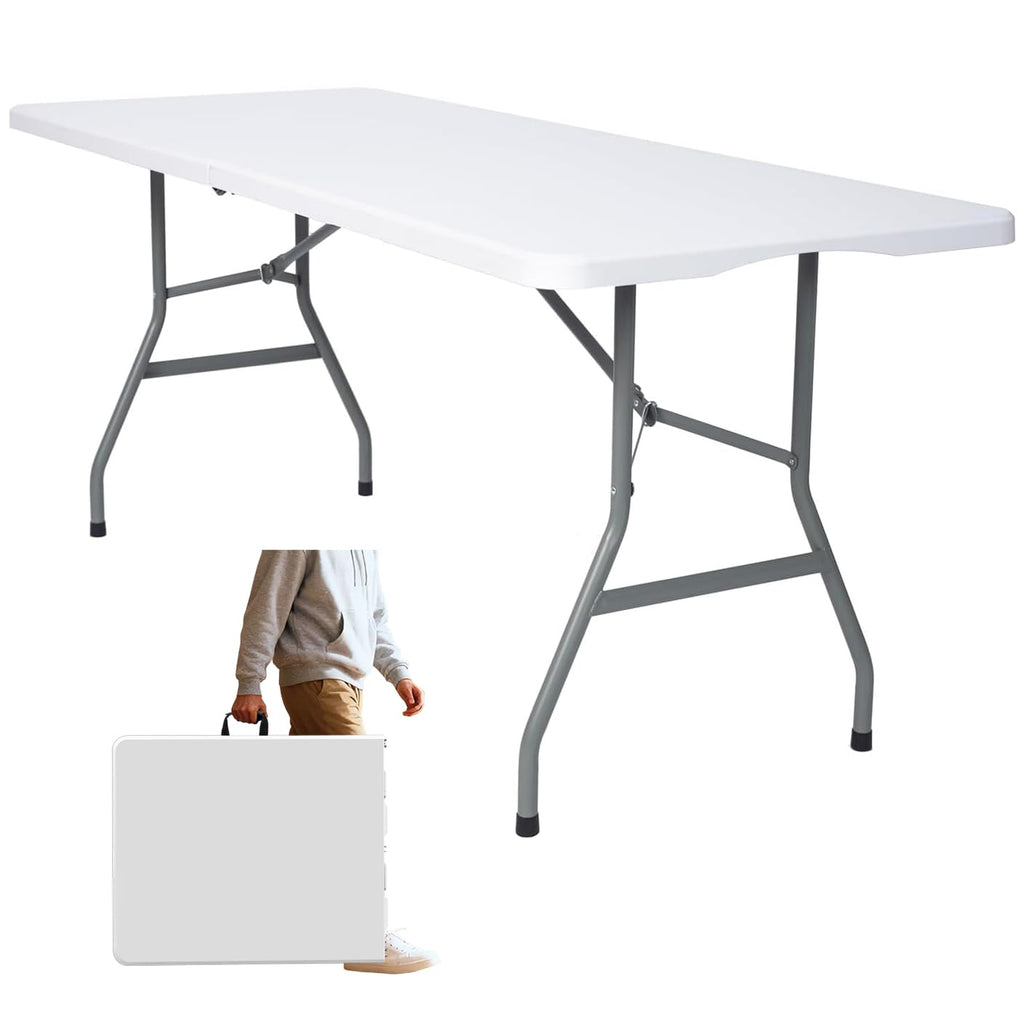 6ft Folding Table with Built in Handle & Steel Legs S394996