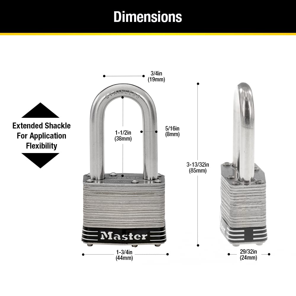Stainless Steel Keyed-Alike Padlock 4 Pack Y158524