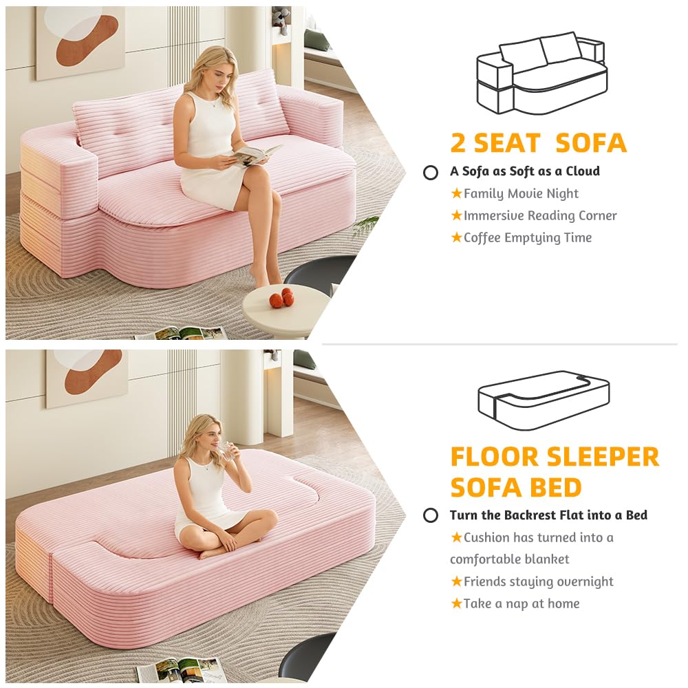 King Size Corduroy Futon Sofa Bed I91157