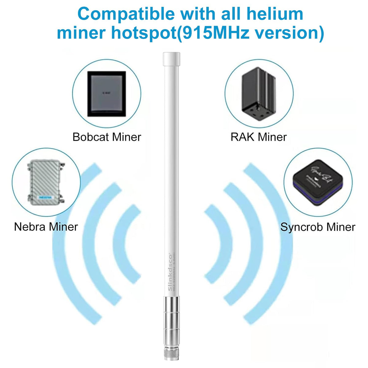 Waterproof 5.8dBi 915MHz Fiberglass Antenna with 20Ft Extension Cable F175