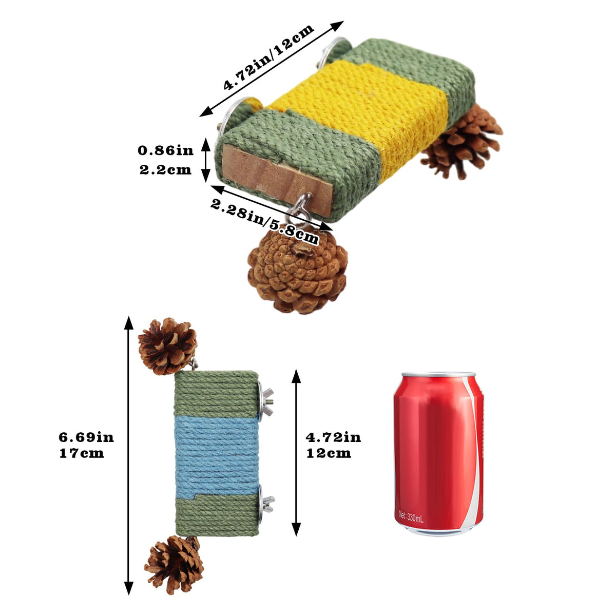 2 Pack Cage Platform with Rope and Pine Cone Decor R44130