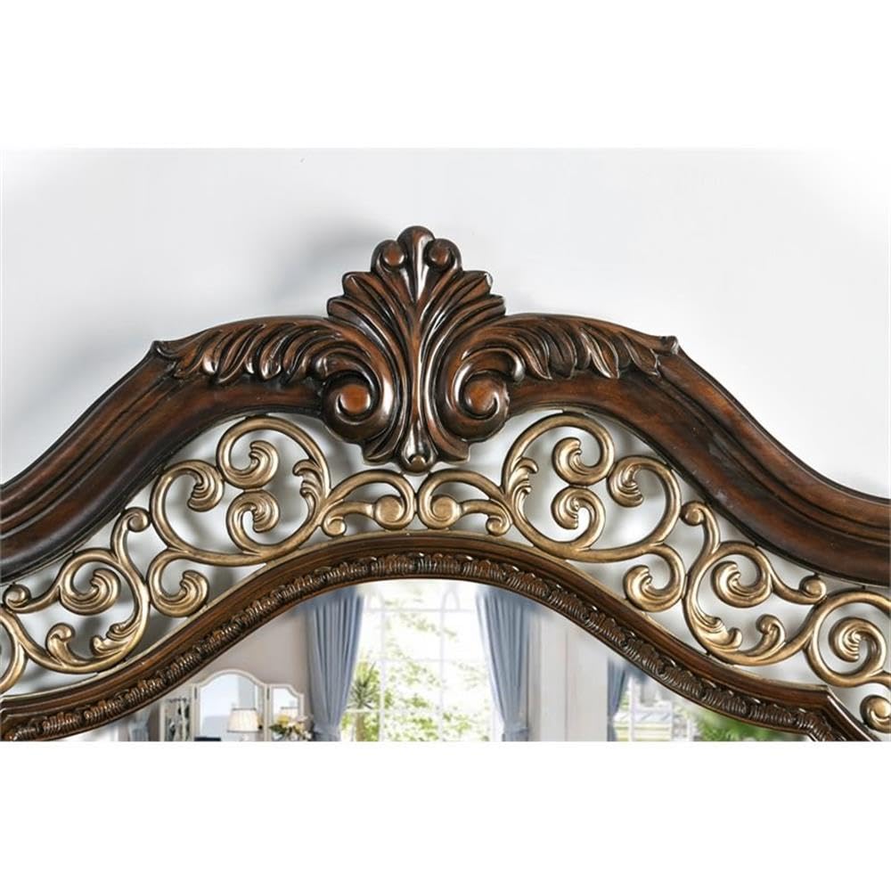 King Wood Panel Bed in Brown Cherry T58407