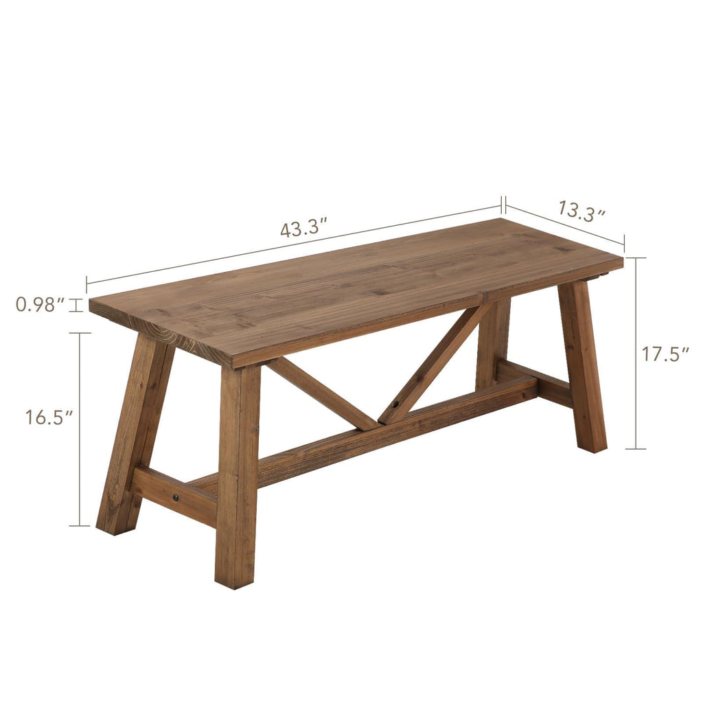 43" Solid Wood Bench V980