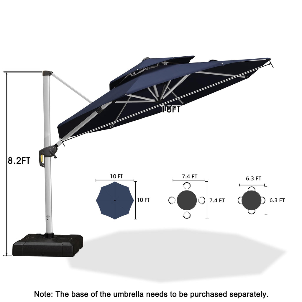 10 FT Navy Blue Cantilever Patio Umbrella U377