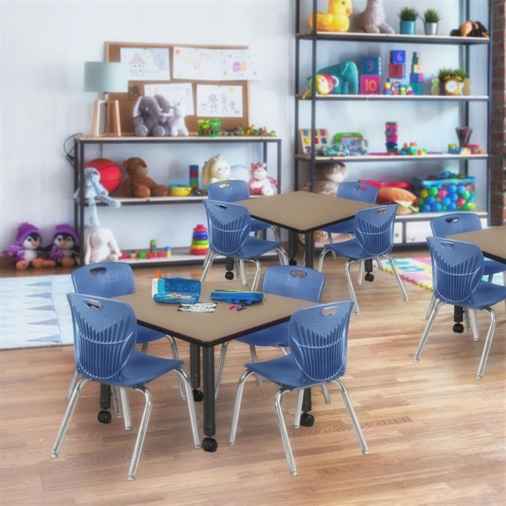 36" Square Mobile Table with 4 Stack Chairs C9375