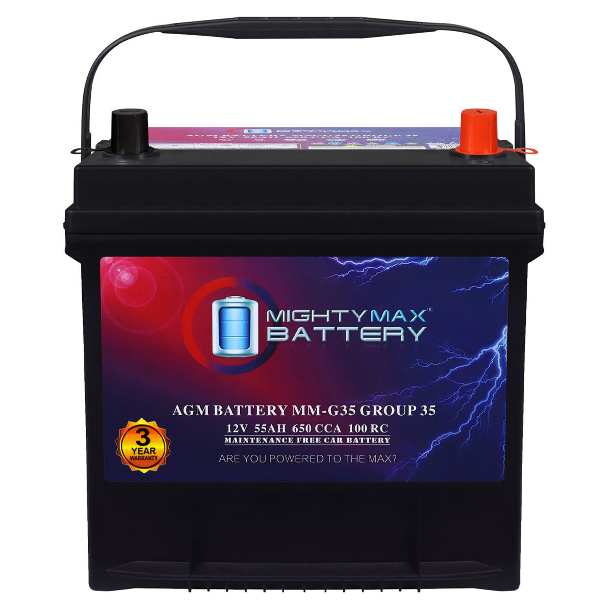 12V 55Ah AGM Replacement Battery V7834