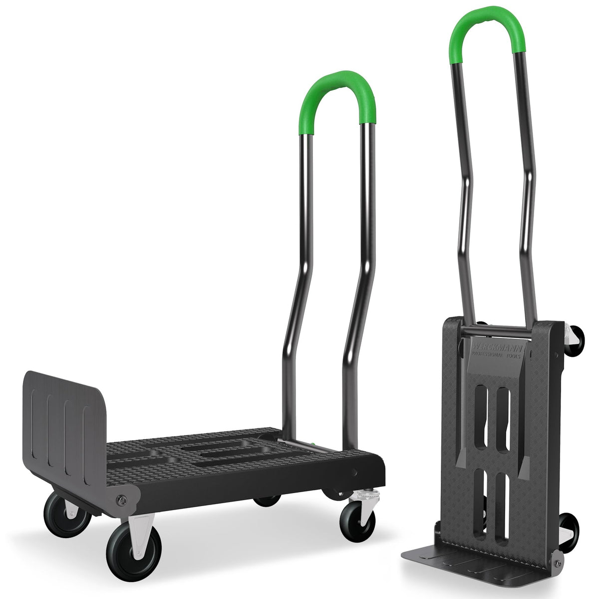 2-in-1 Convertible Hand Truck Dolly, 330LBS Capacity, Foldable Black & Dill Green T3290