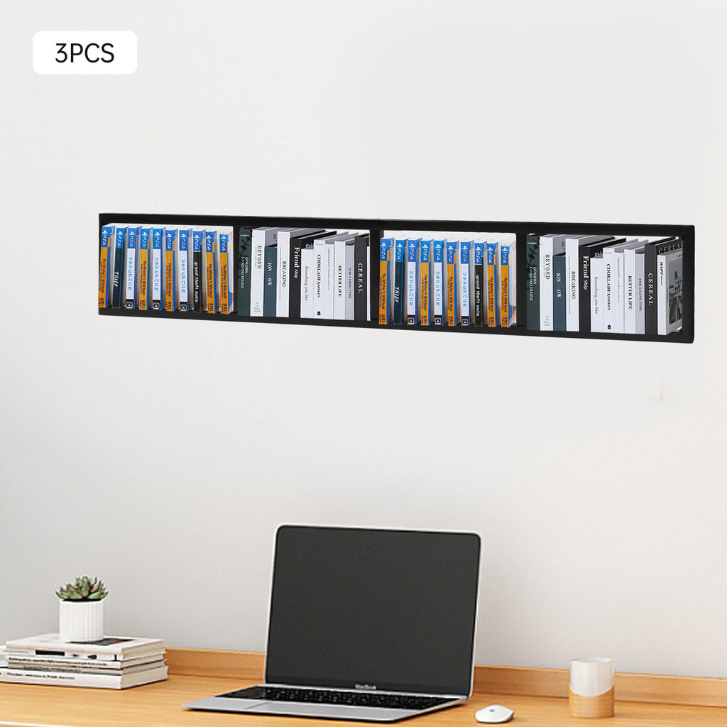 Black 3Pcs Wall Mount Media Storage Rack R527913