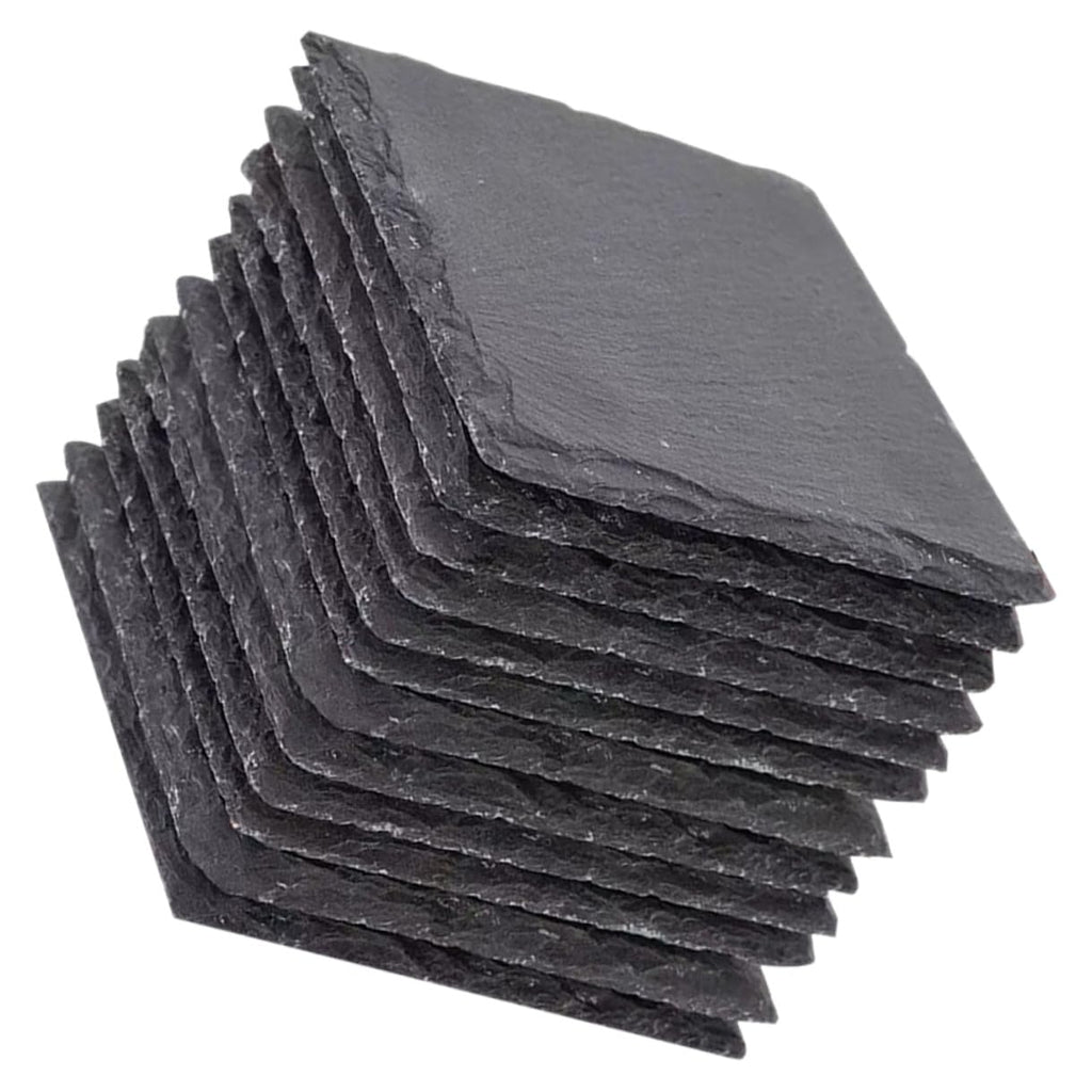 Black 12pcs Natural Stone Cup Coaster Set I620817