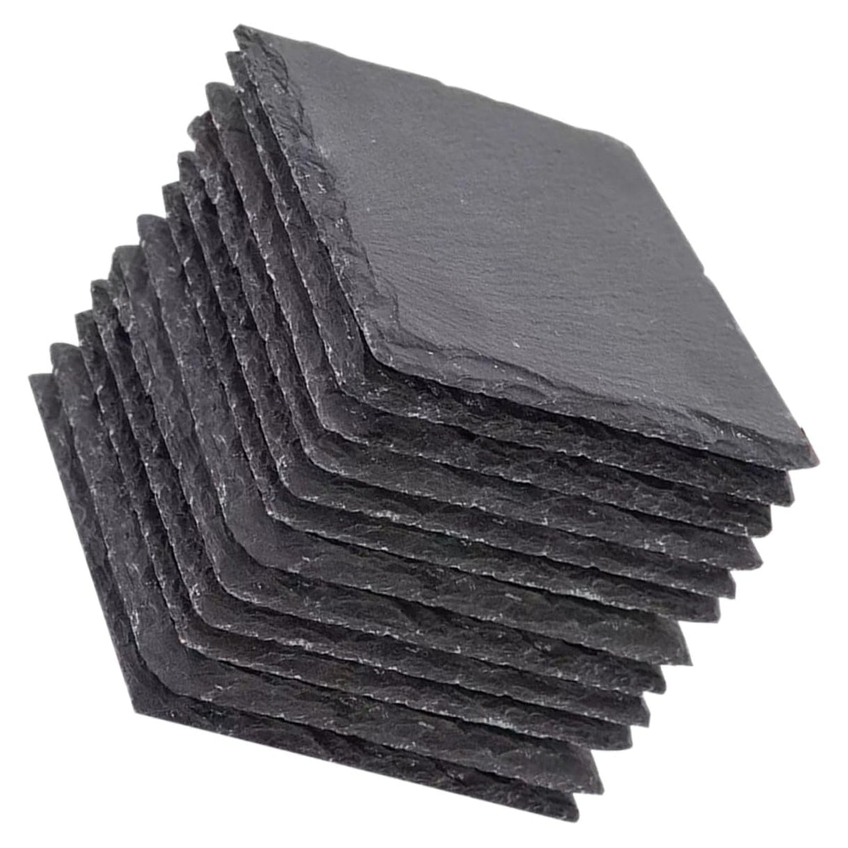 Black 12pcs Natural Stone Cup Coaster Set I620817