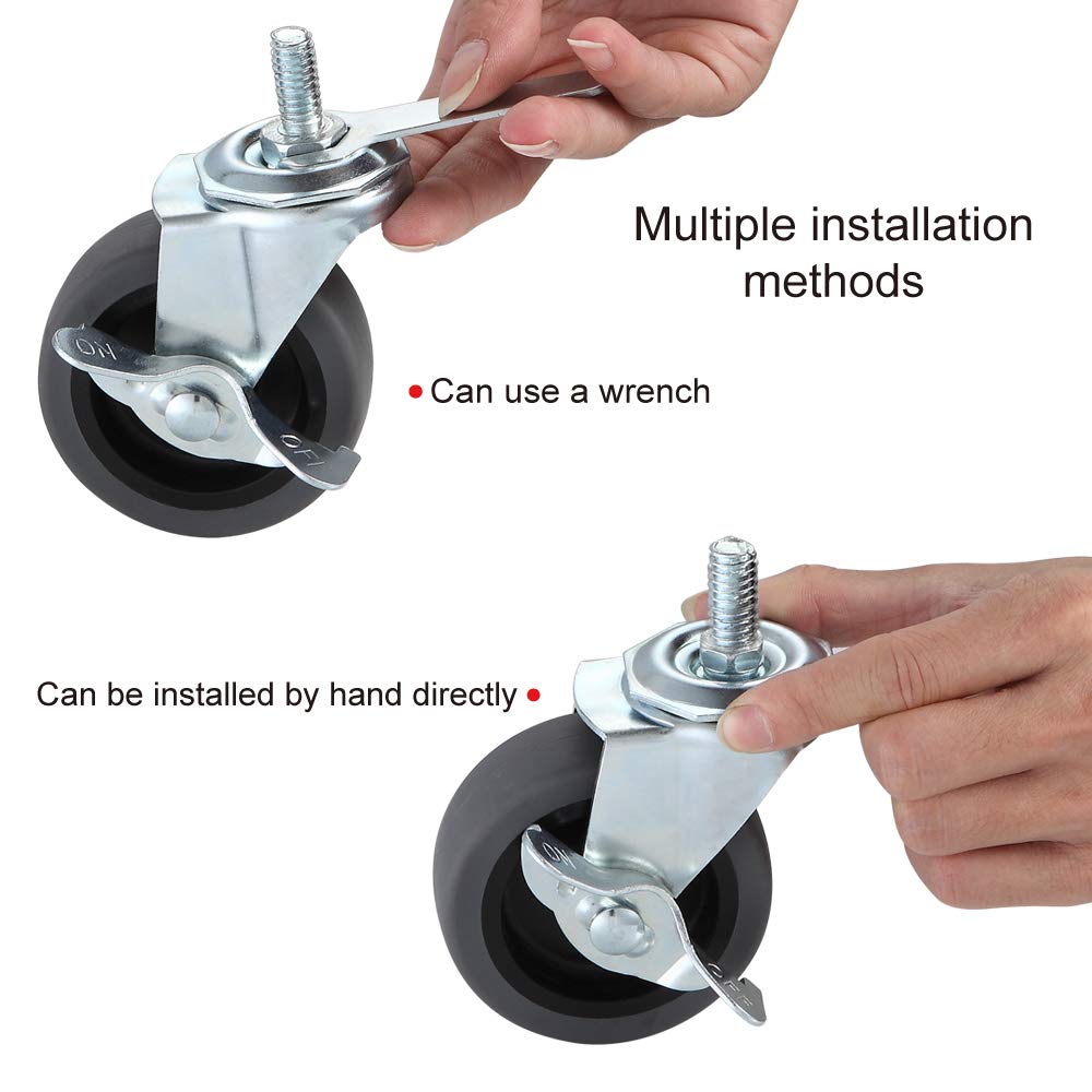 3" Locking Swivel Threaded Stem Casters Set of 4 F2203