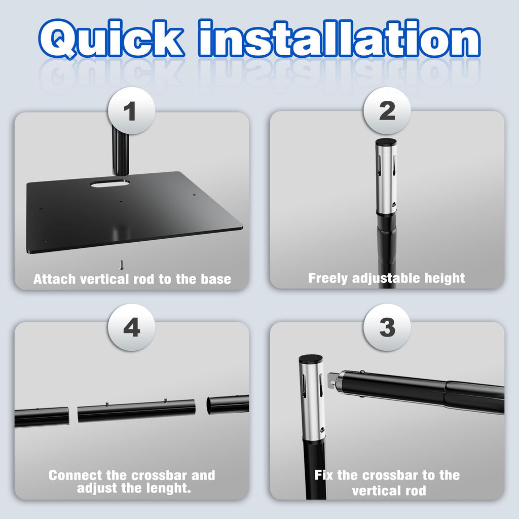 8ftx10ft Adjustable Heavy Duty Black Pipe and Drape Backdrop Stand J5258
