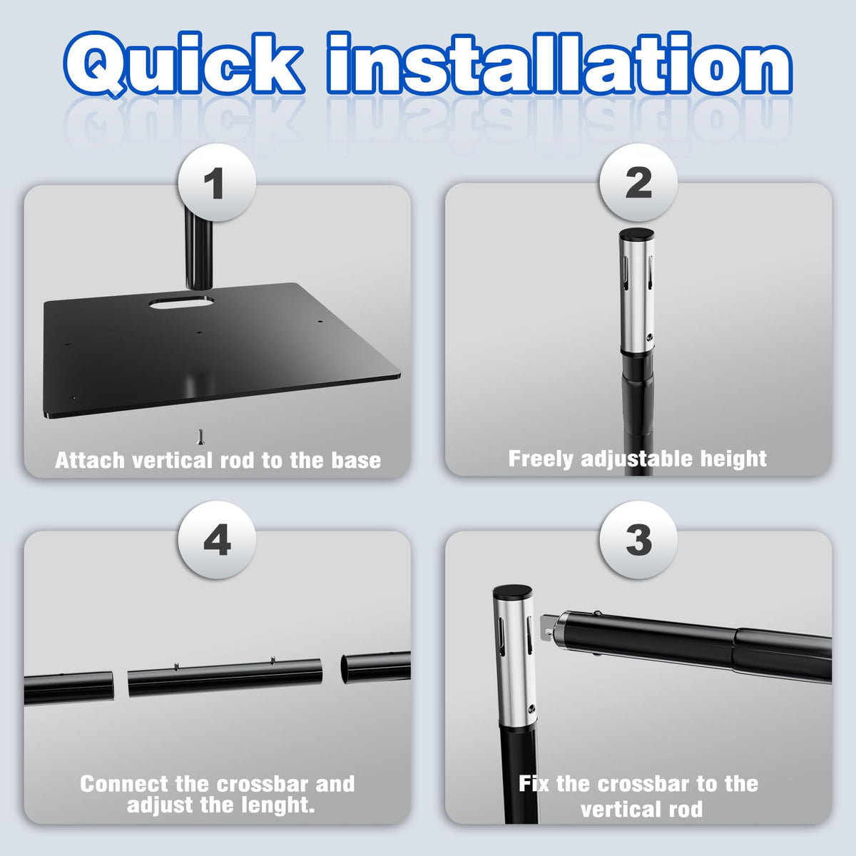 8ftx10ft Adjustable Heavy Duty Black Pipe and Drape Backdrop Stand J5258