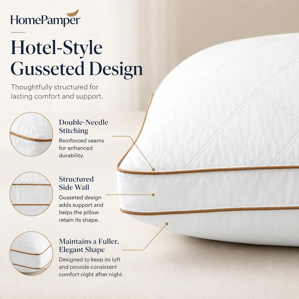 King Size Set of 2 White Cotton Bed Pillows L561