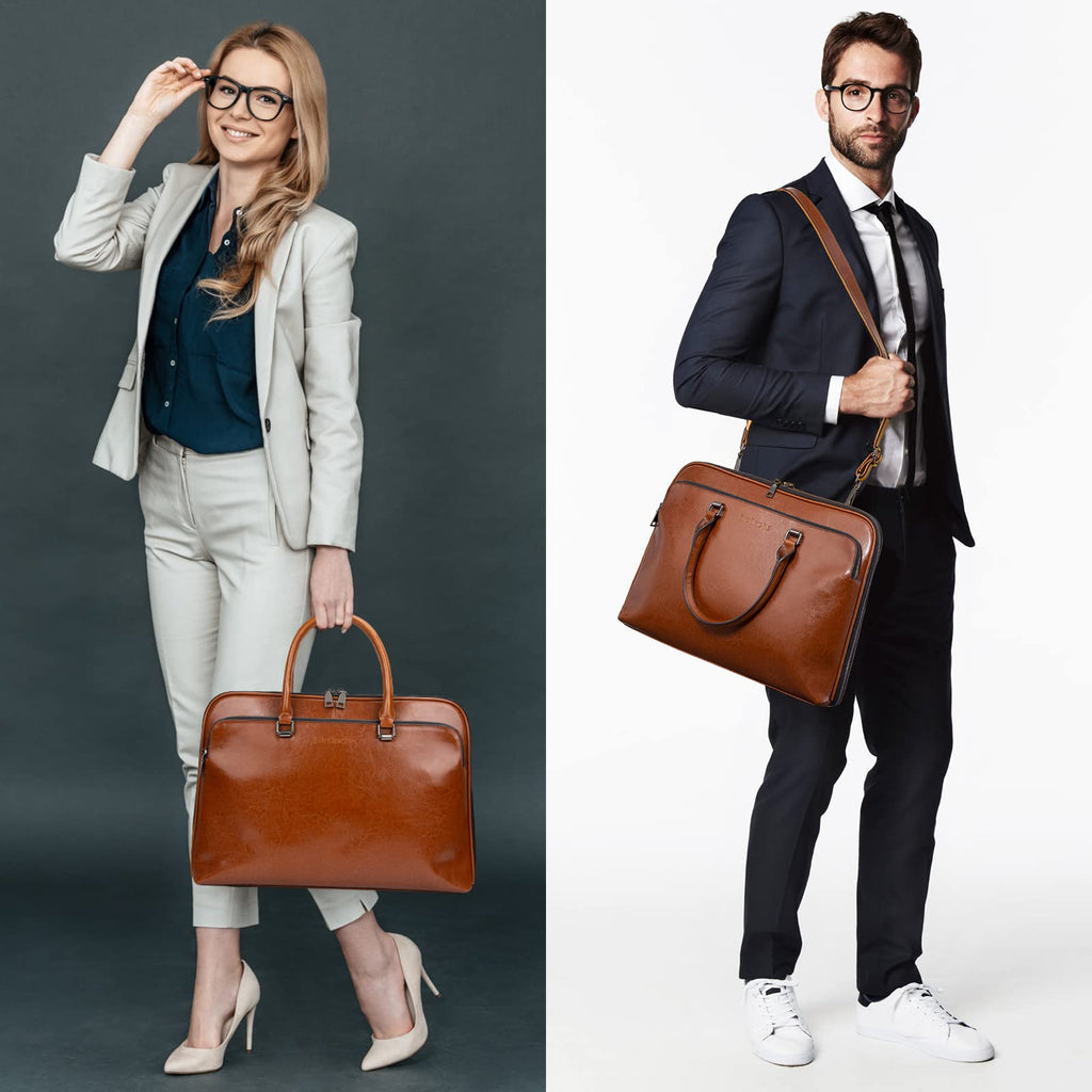 Genuine Leather Laptop Messenger Bag 13.3 15.6 inch V9439