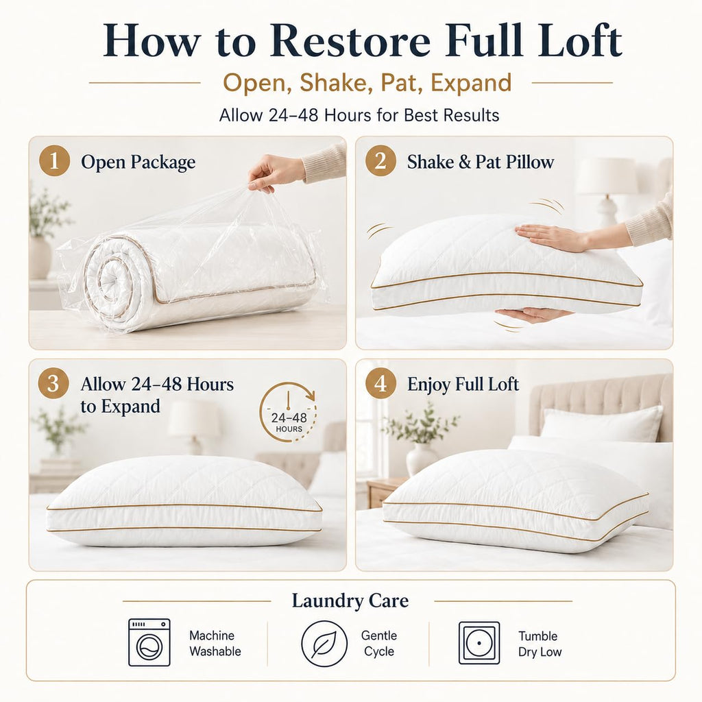 King Size Set of 2 White Cotton Bed Pillows L561