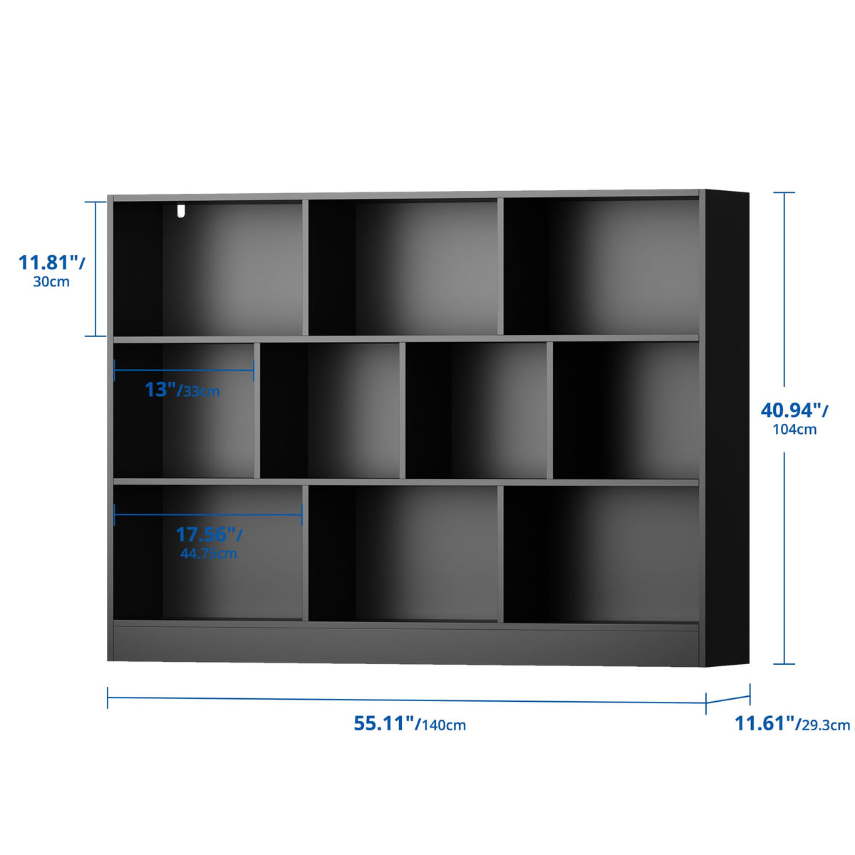 Black 3-Tier 10 Cube Storage Organizer Bookshelf R26779