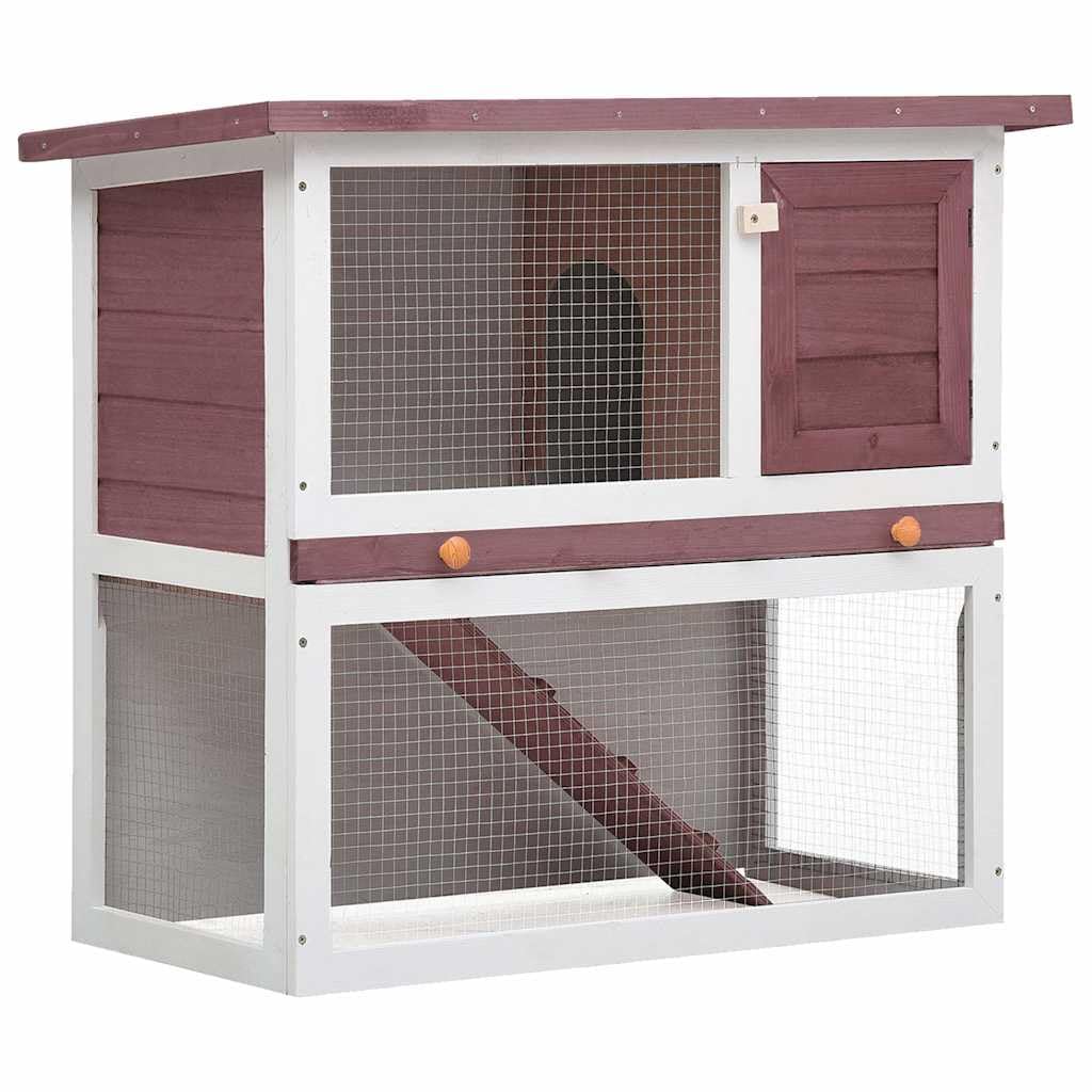 Outdoor Wooden 2-Tier Rabbit Hutch with Tray C1223