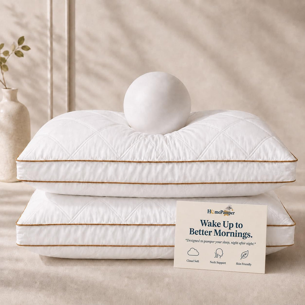 King Size Set of 2 White Cotton Bed Pillows L561