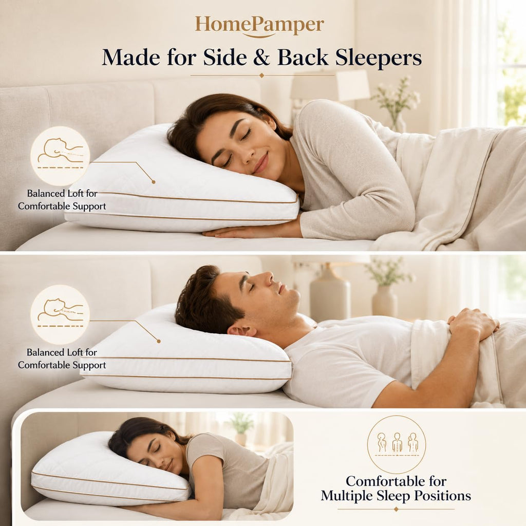 King Size Set of 2 White Cotton Bed Pillows L561