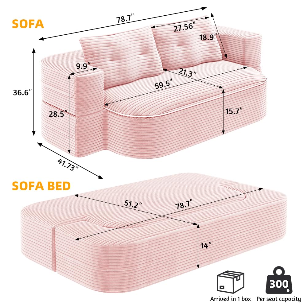 King Size Corduroy Futon Sofa Bed I91157