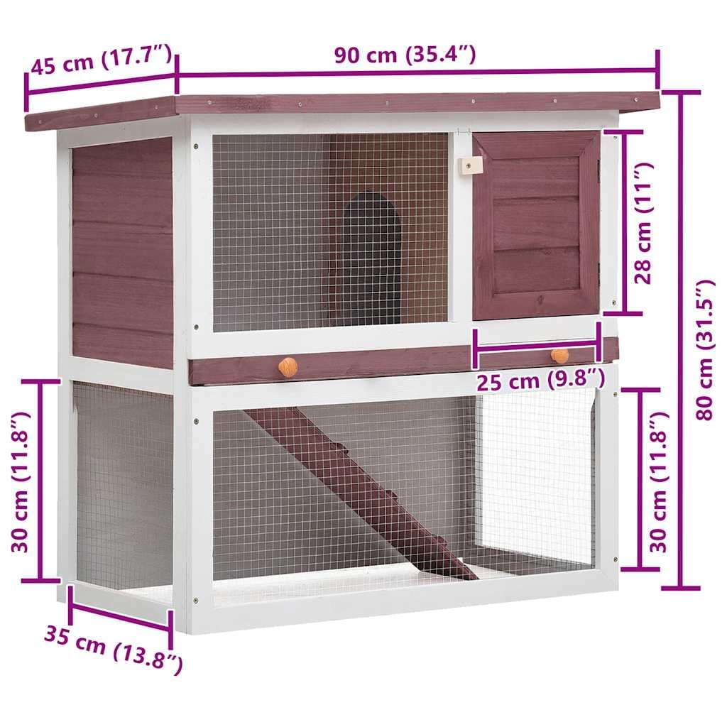 Outdoor Wooden 2-Tier Rabbit Hutch with Tray C1223