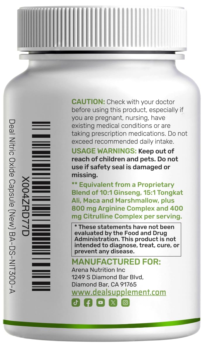3,000mg 300 Capsules Nitric Oxide Supplement G37156