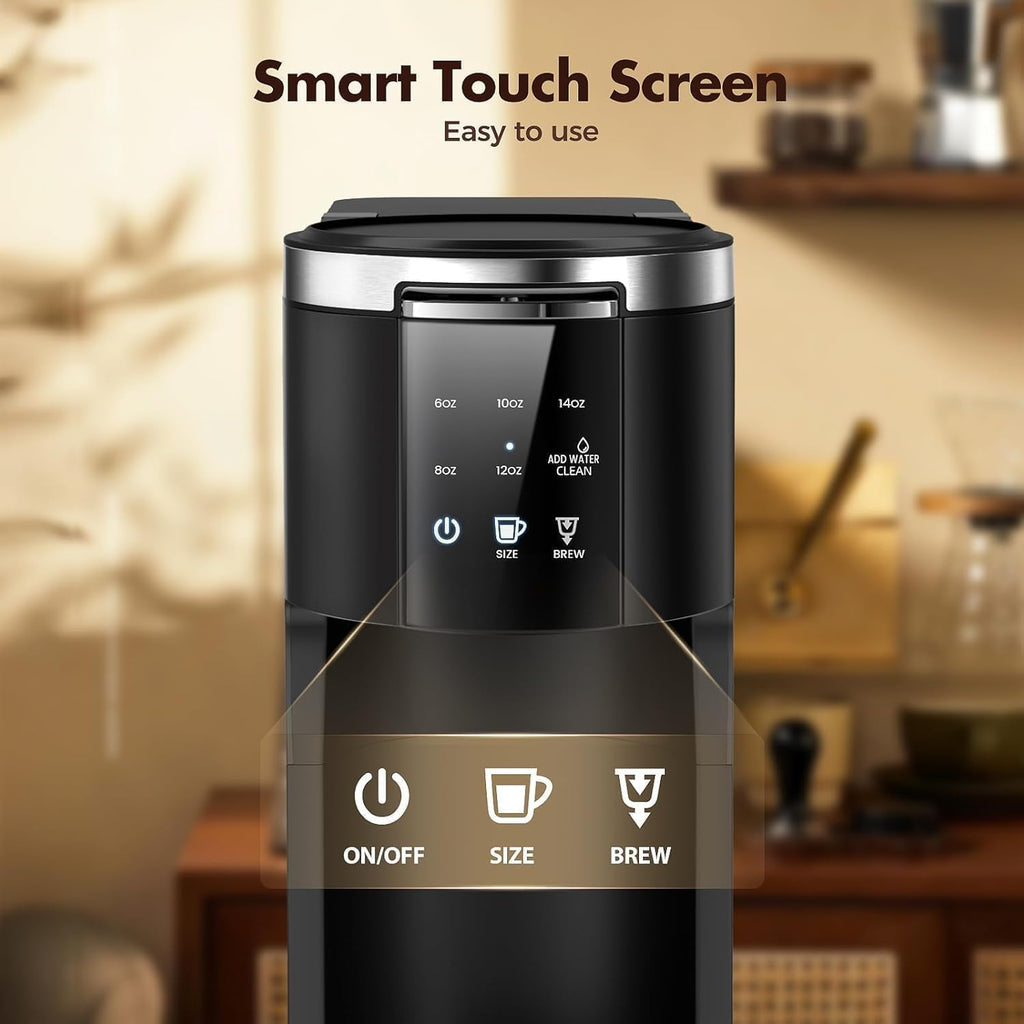 Single Serve Coffee Maker, 2 in 1 for K-Cup & Ground Coffee, Black S145