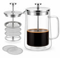 French Press Coffee Maker Double Wall Glass 1L V64091