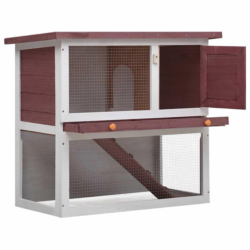 Outdoor Wooden 2-Tier Rabbit Hutch with Tray C1223