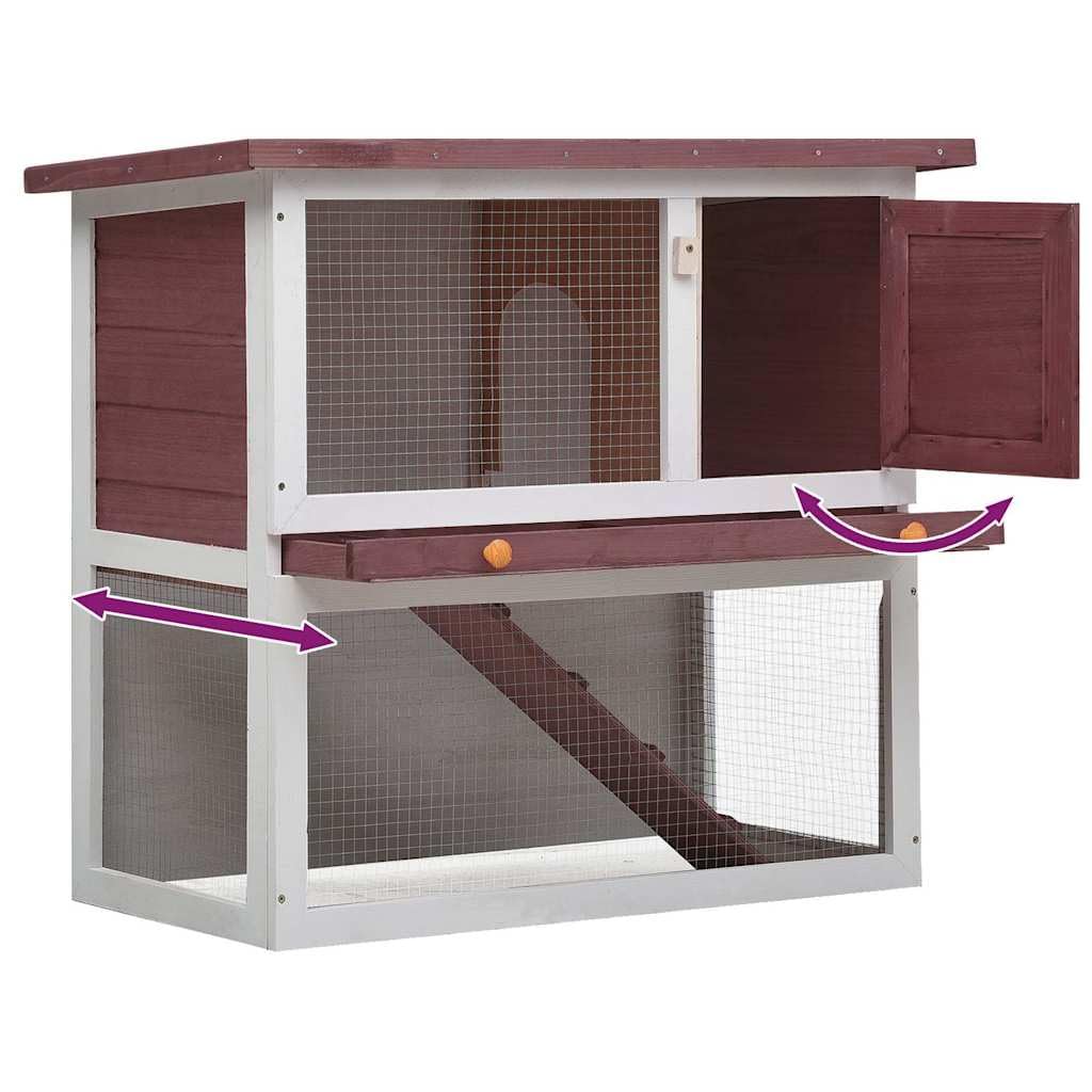 Outdoor Wooden 2-Tier Rabbit Hutch with Tray C1223