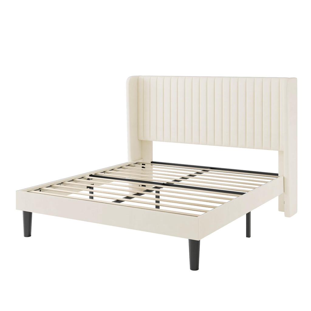 Queen Size Cream Velvet Bed Frame H81002