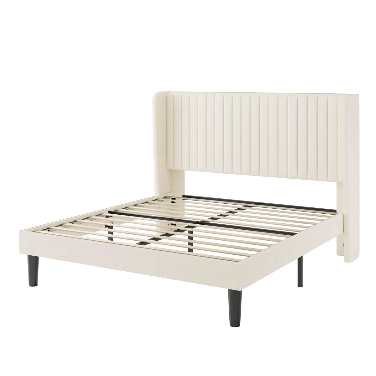Queen Size Cream Velvet Bed Frame H81002