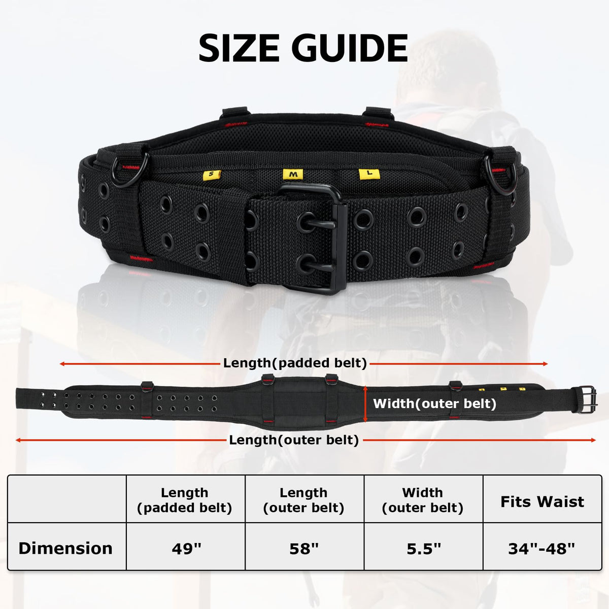 Tool Belt with Suspenders Heavy Duty Carpenter Apron W862186