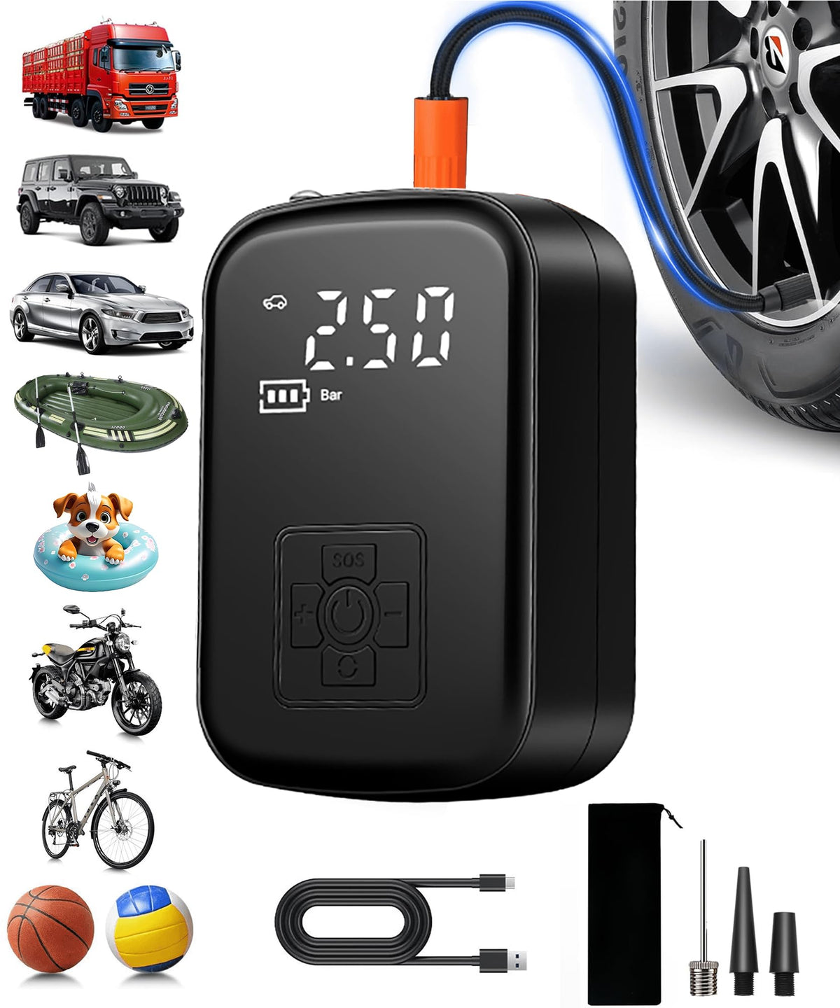150 PSI Portable Air Compressor Tire Inflator with Pressure Gauge U85686