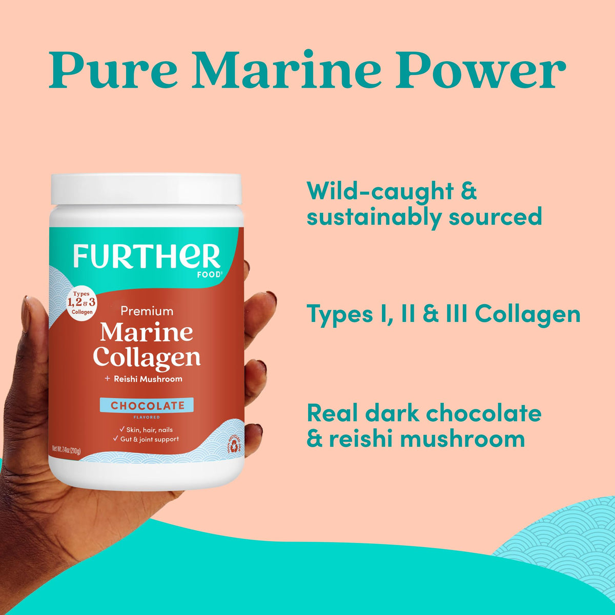 Chocolate Marine Collagen Peptides Powder, 7.41 Oz E732