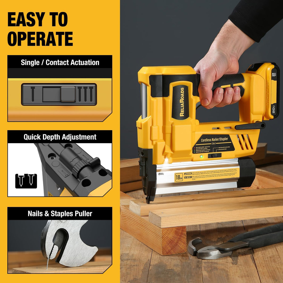 2-in-1 18GA Cordless Brad Nailer Stapler N9784