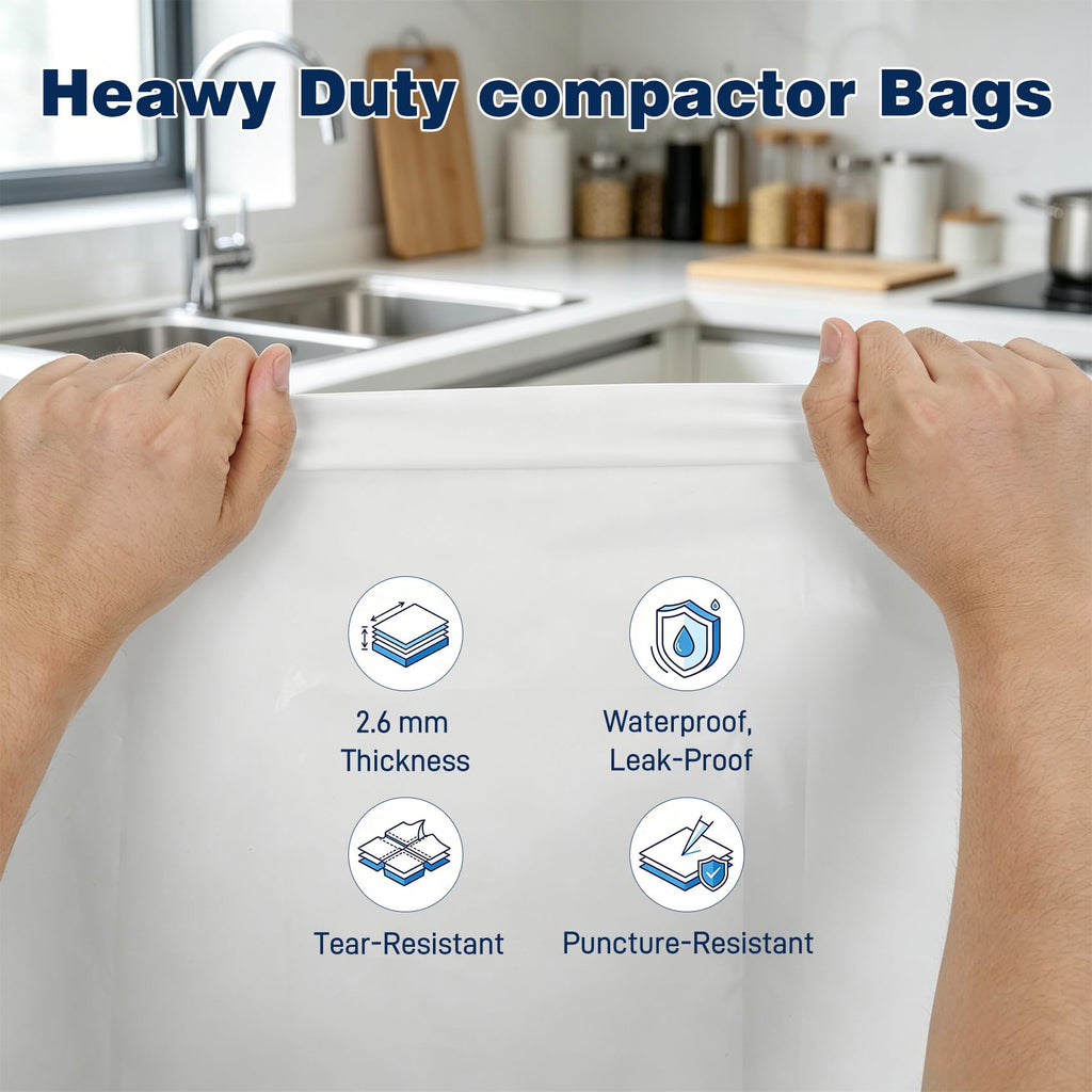 60-pack Trash Compactor Bags with Pre-punched Holes W3431