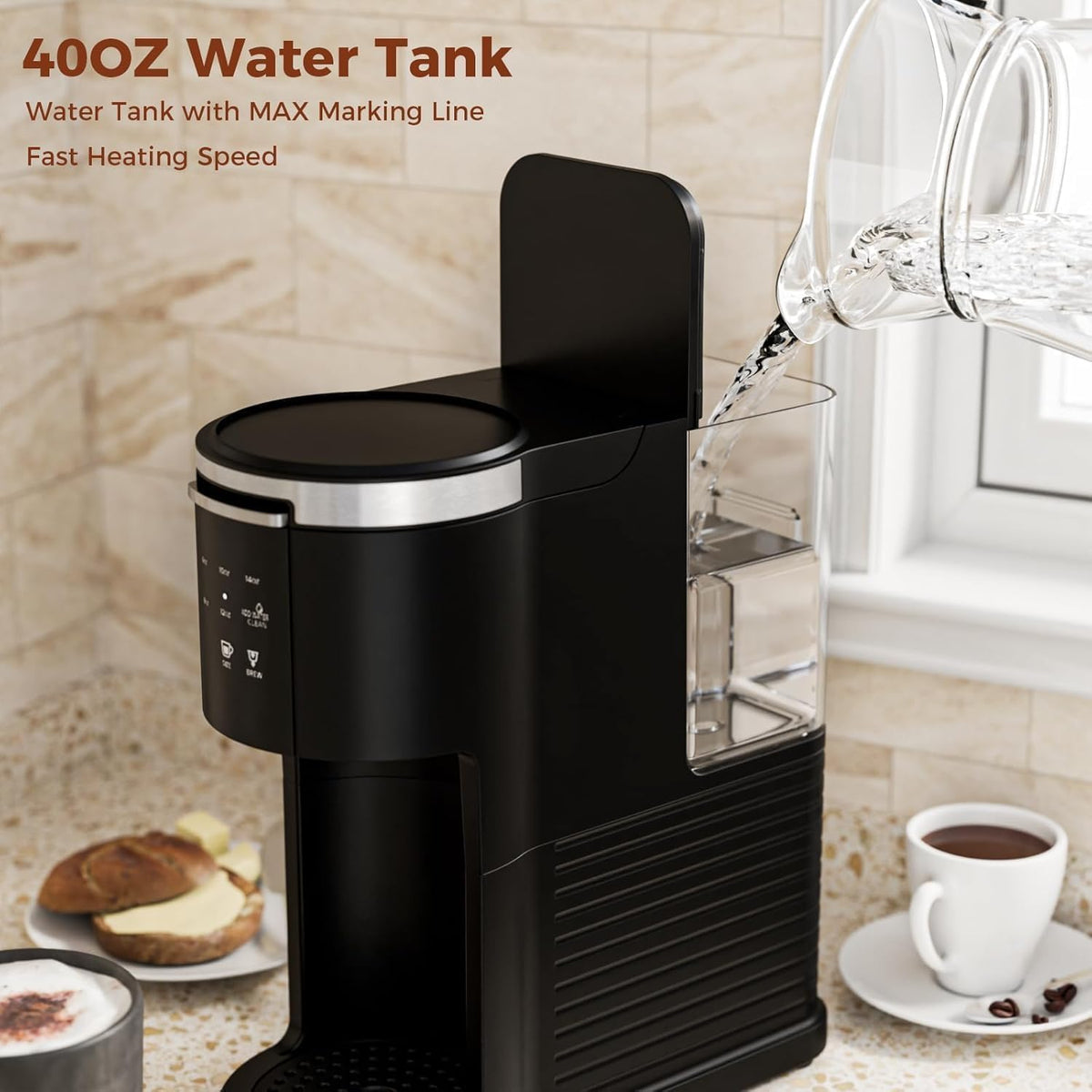 Single Serve Coffee Maker, 2 in 1 for K-Cup & Ground Coffee, Black S145