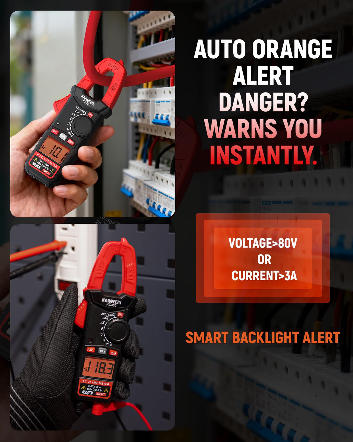 Digital Clamp Meter, 2000 Counts, 400A AC Current, 600V AC/DC, Auto Ranging I67990