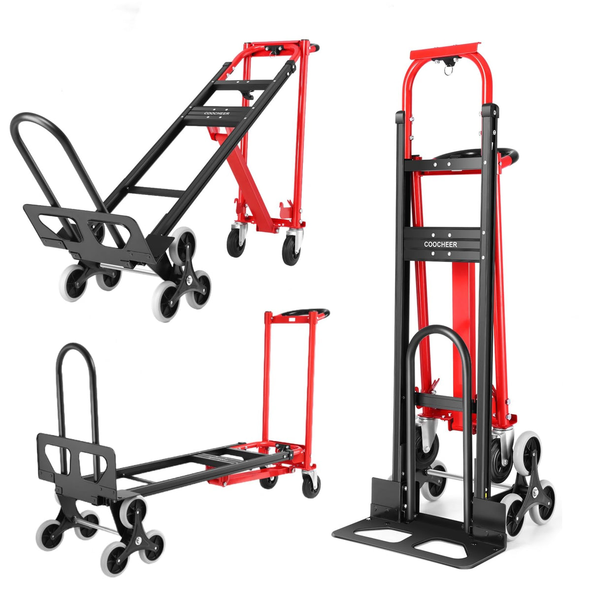 Heavy Duty 1000LBS 3 in 1 Convertible Folding Hand Truck Dolly Cart with Solid Wheels Q246