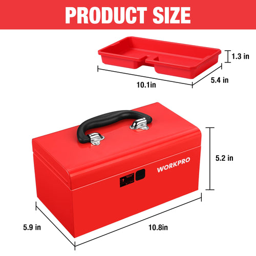 10.8" Mini Metal Tool Box with Removable Tray R75866