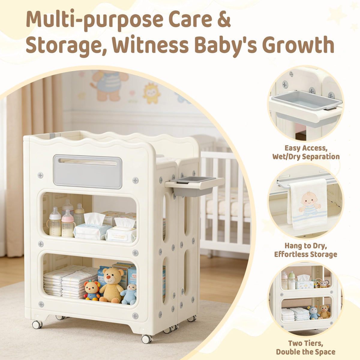 Foldable Portable Baby Changing Table with Storage Baskets K9205