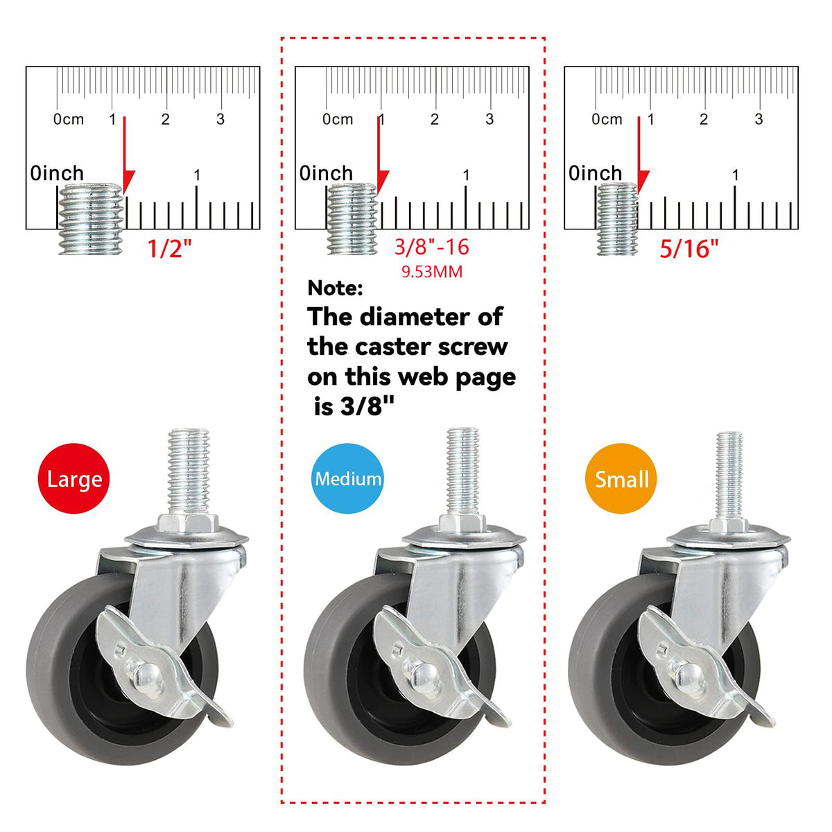 3" Locking Swivel Threaded Stem Casters Set of 4 F2203